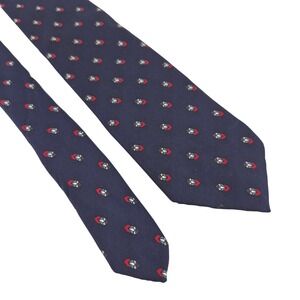 Christian Dior Silk Tie Navy Blue Geometric Pattern Mens Cravate Paris Designer